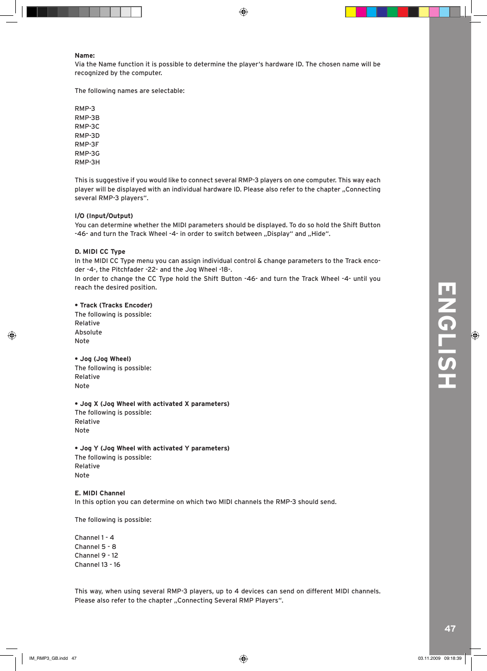 English | Reloop RMP-3 User Manual | Page 47 / 80