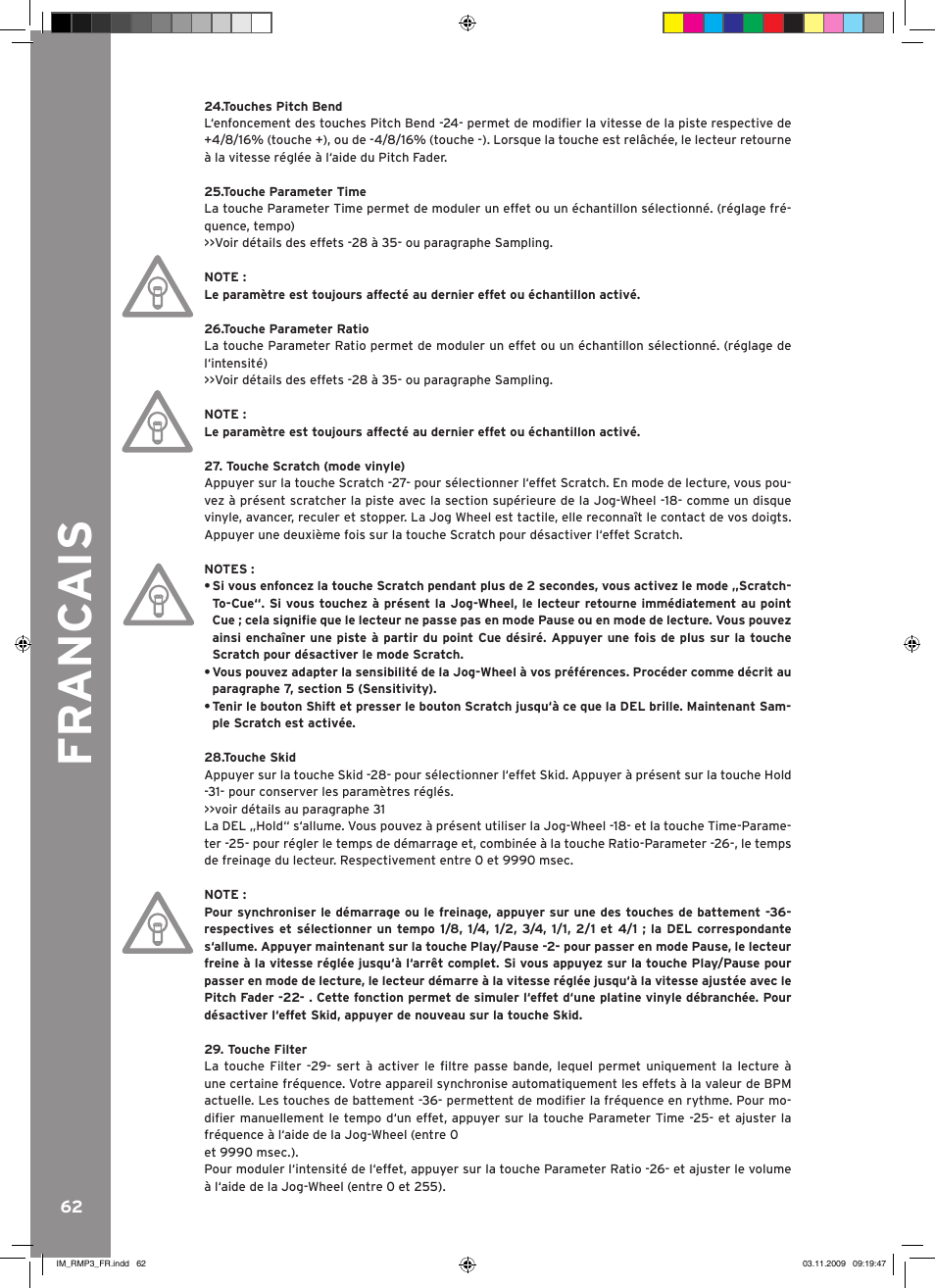 Fr anc ais | Reloop RMP-3 User Manual | Page 62 / 80