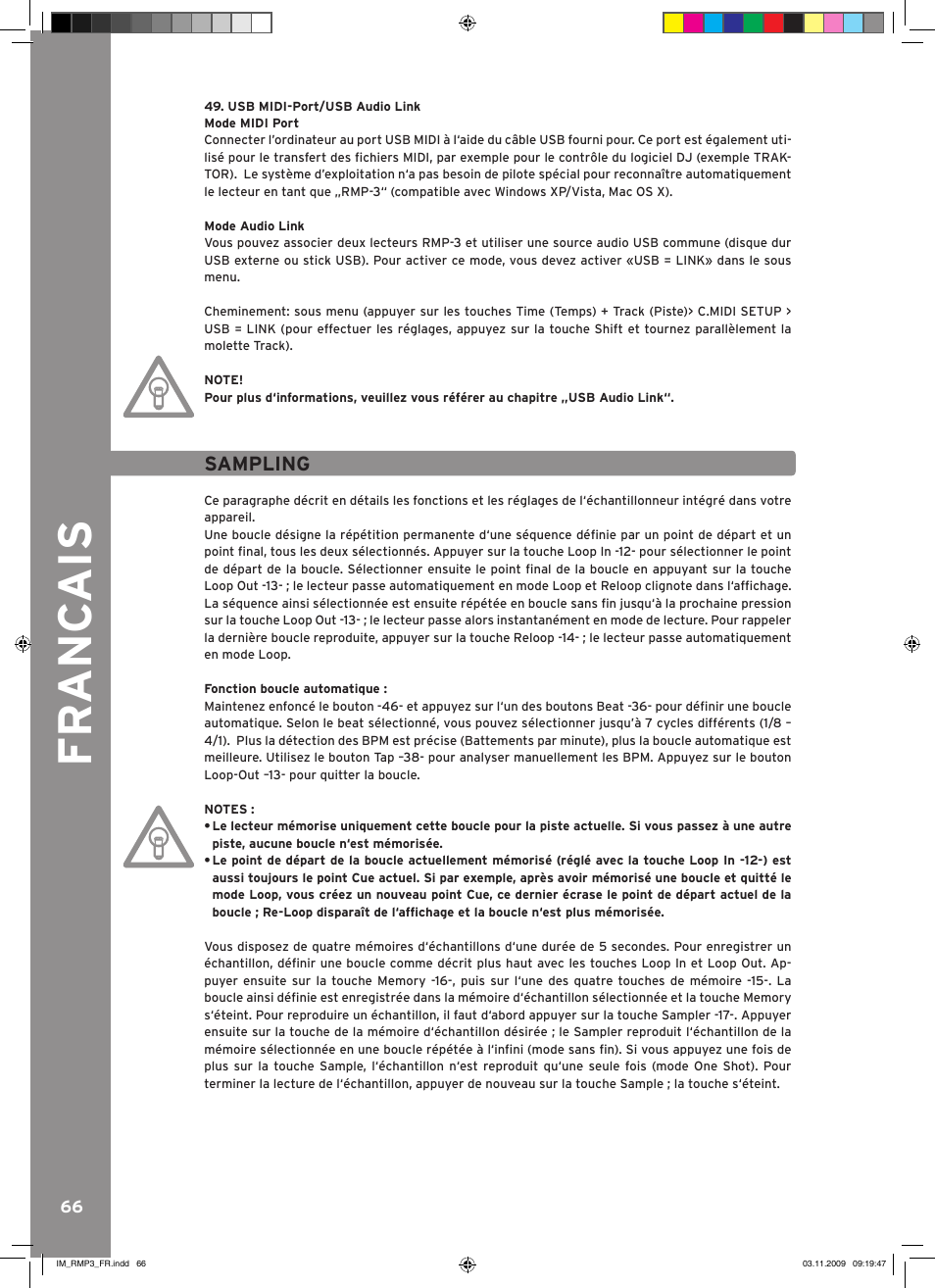 Fr anc ais | Reloop RMP-3 User Manual | Page 66 / 80
