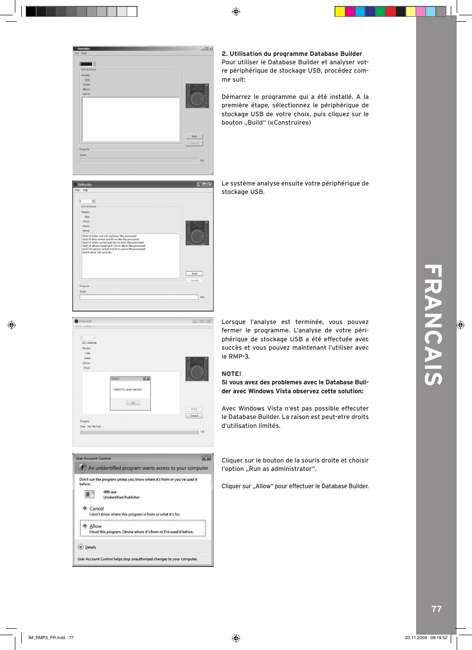 Fr anc ais | Reloop RMP-3 User Manual | Page 77 / 80
