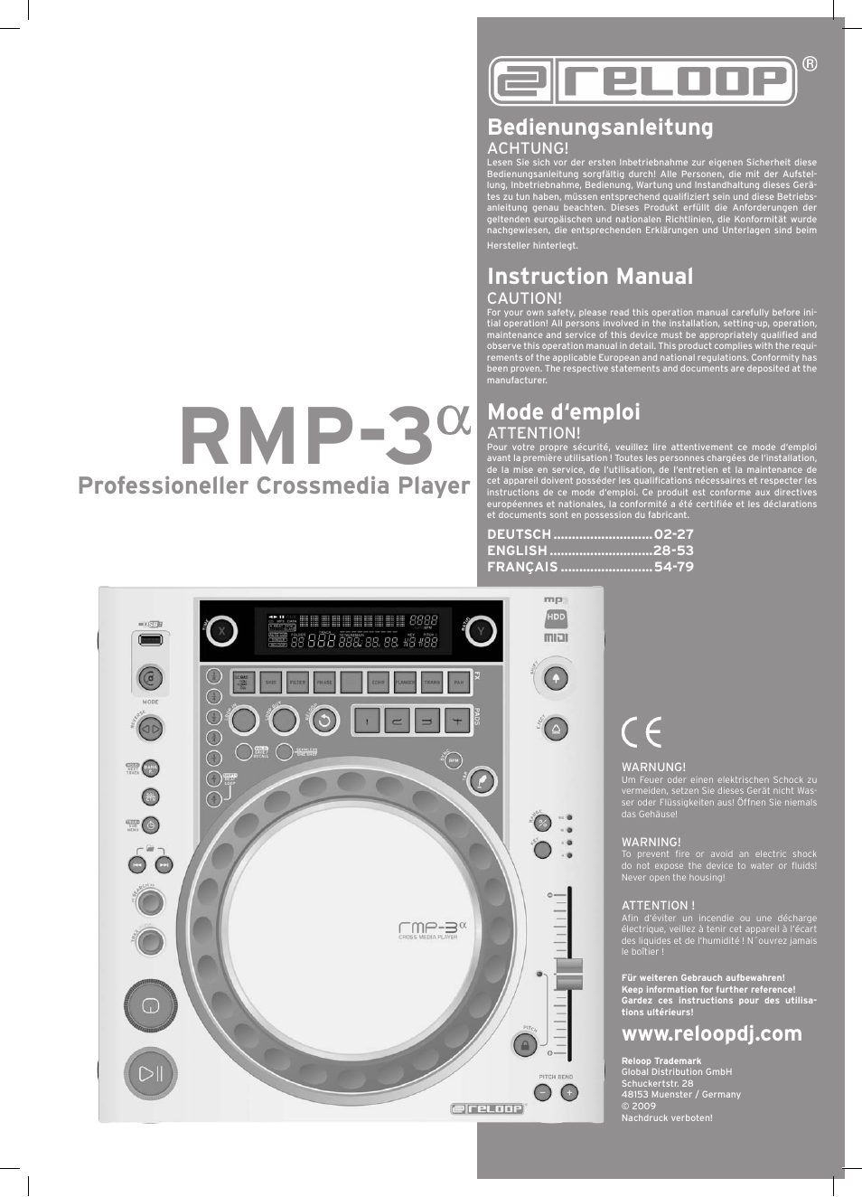 Reloop RMP-3 ALPHA LTD. User Manual | 80 pages