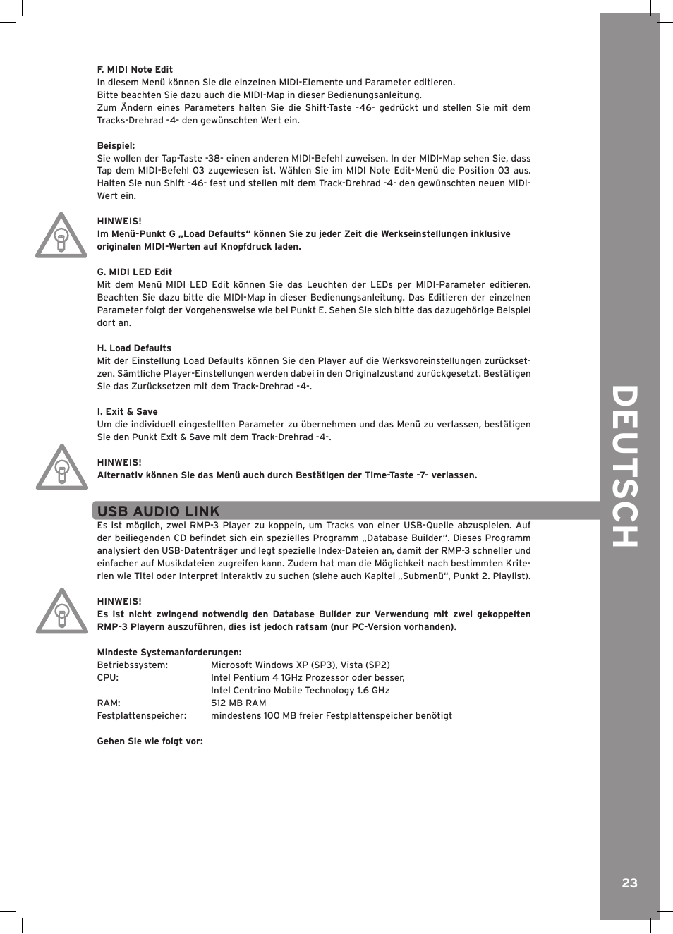 Deu t s ch | Reloop RMP-3 ALPHA LTD. User Manual | Page 23 / 80