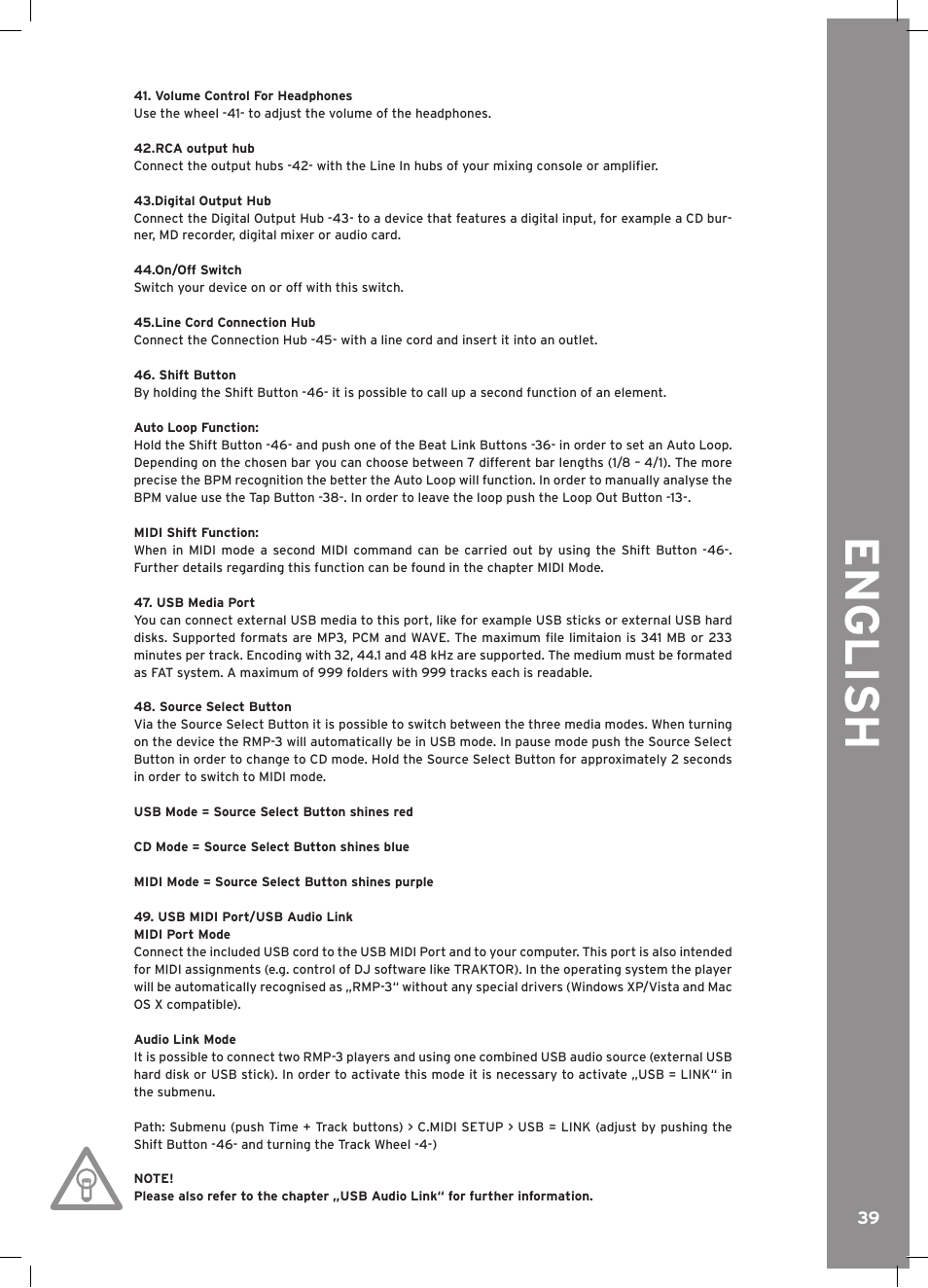English | Reloop RMP-3 ALPHA LTD. User Manual | Page 39 / 80