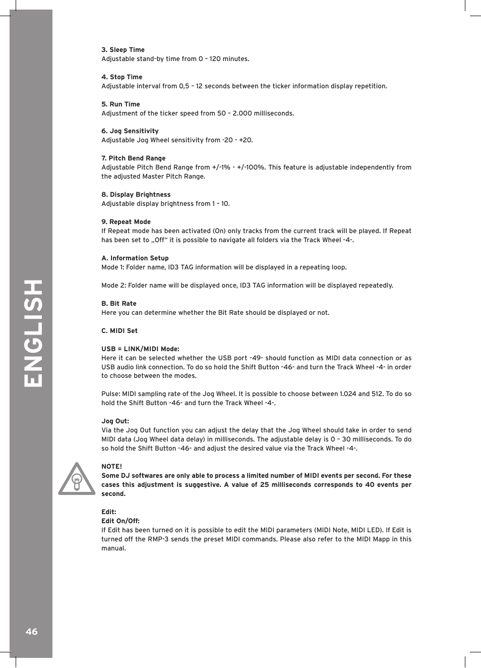English | Reloop RMP-3 ALPHA LTD. User Manual | Page 46 / 80