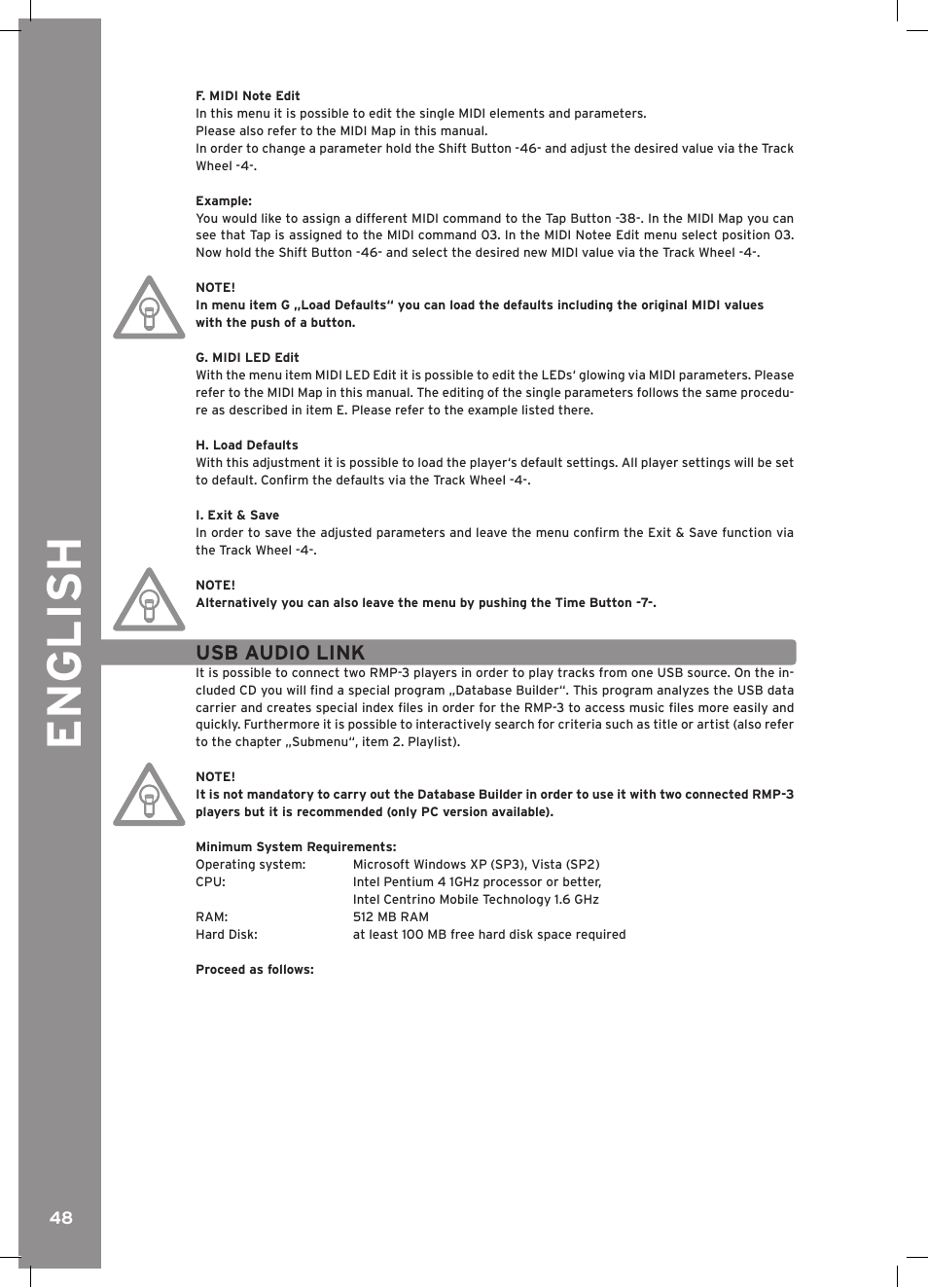 English, Usb audio link | Reloop RMP-3 ALPHA LTD. User Manual | Page 48 / 80