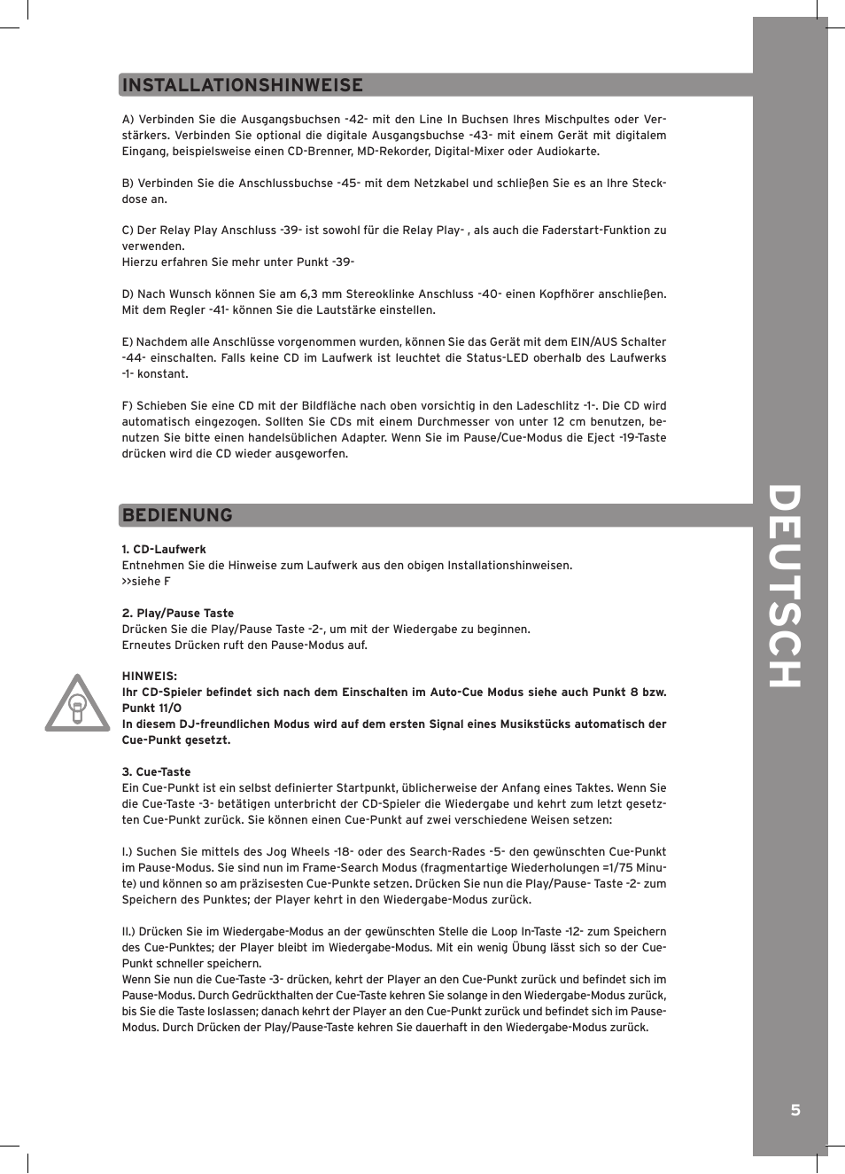 Deu t s ch | Reloop RMP-3 ALPHA LTD. User Manual | Page 5 / 80