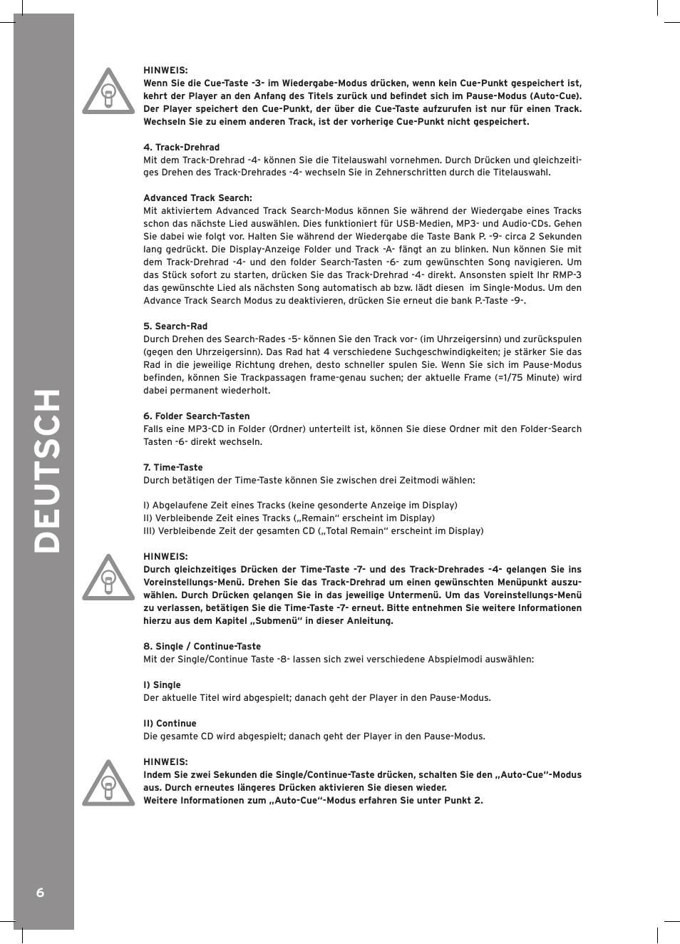 Deu t s ch | Reloop RMP-3 ALPHA LTD. User Manual | Page 6 / 80