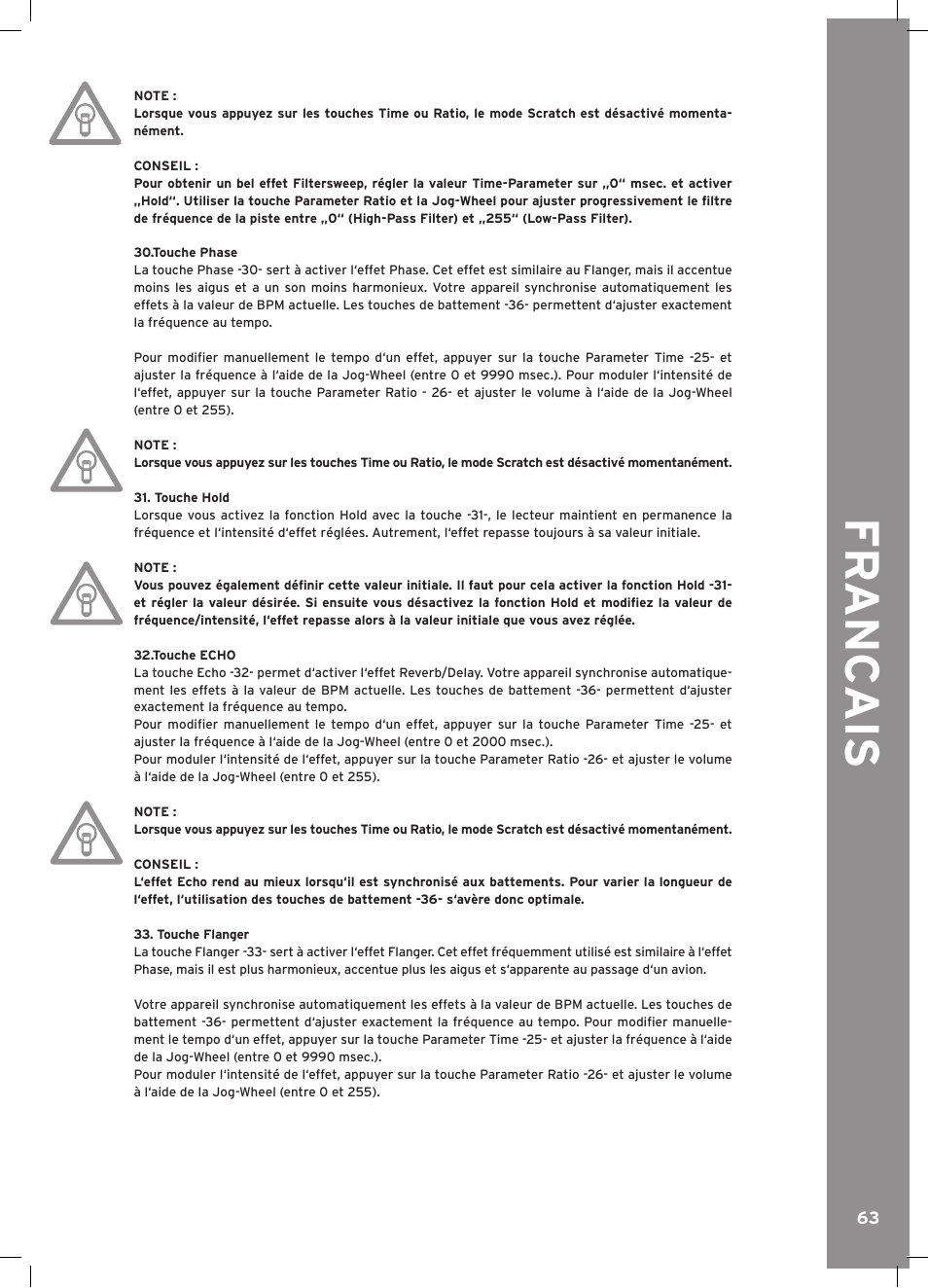 Fr anc ais | Reloop RMP-3 ALPHA LTD. User Manual | Page 63 / 80