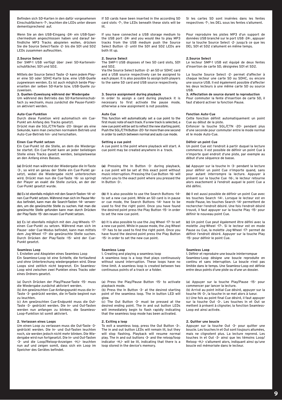 Reloop SMP-1 USB User Manual | Page 9 / 12