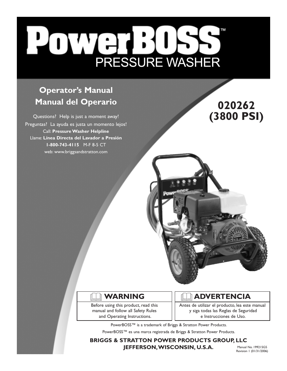 Briggs & Stratton PowerBoss 20262 User Manual | 36 pages