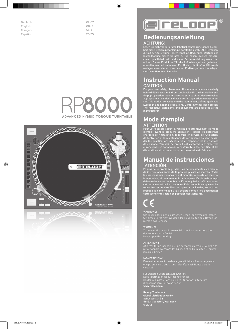 Reloop RP-8000 - Instruction Manual User Manual | 28 pages