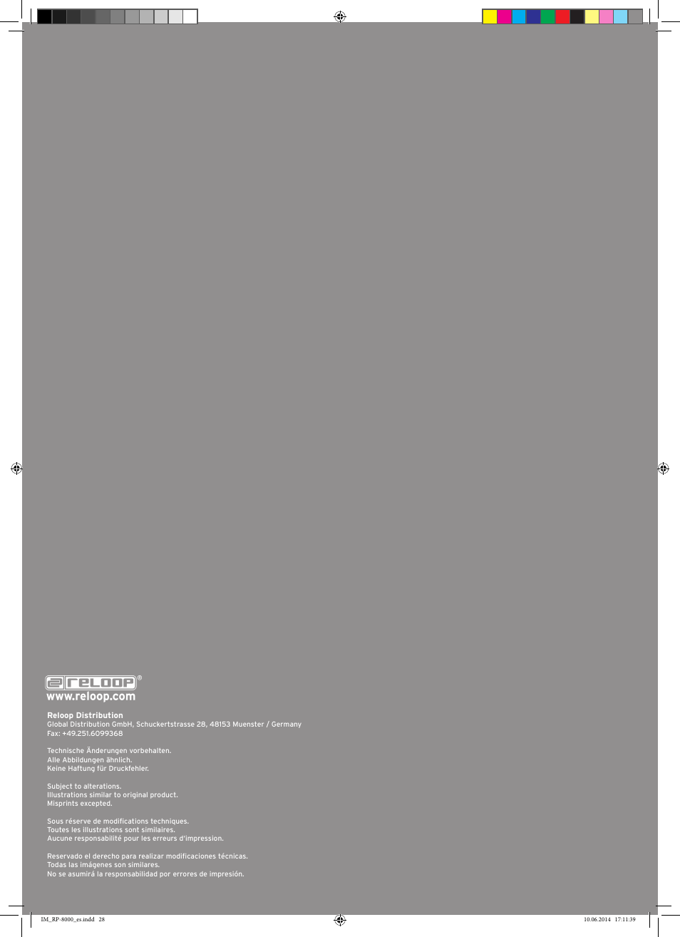 Esp anol | Reloop RP-8000 - Instruction Manual User Manual | Page 28 / 28