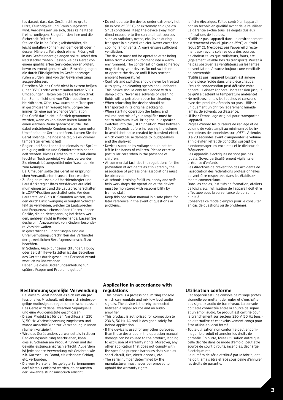 Bestimmungsgemäße verwendung, Application in accordance with regulations, Utilisation conforme | Reloop ACCESS.4 User Manual | Page 3 / 12