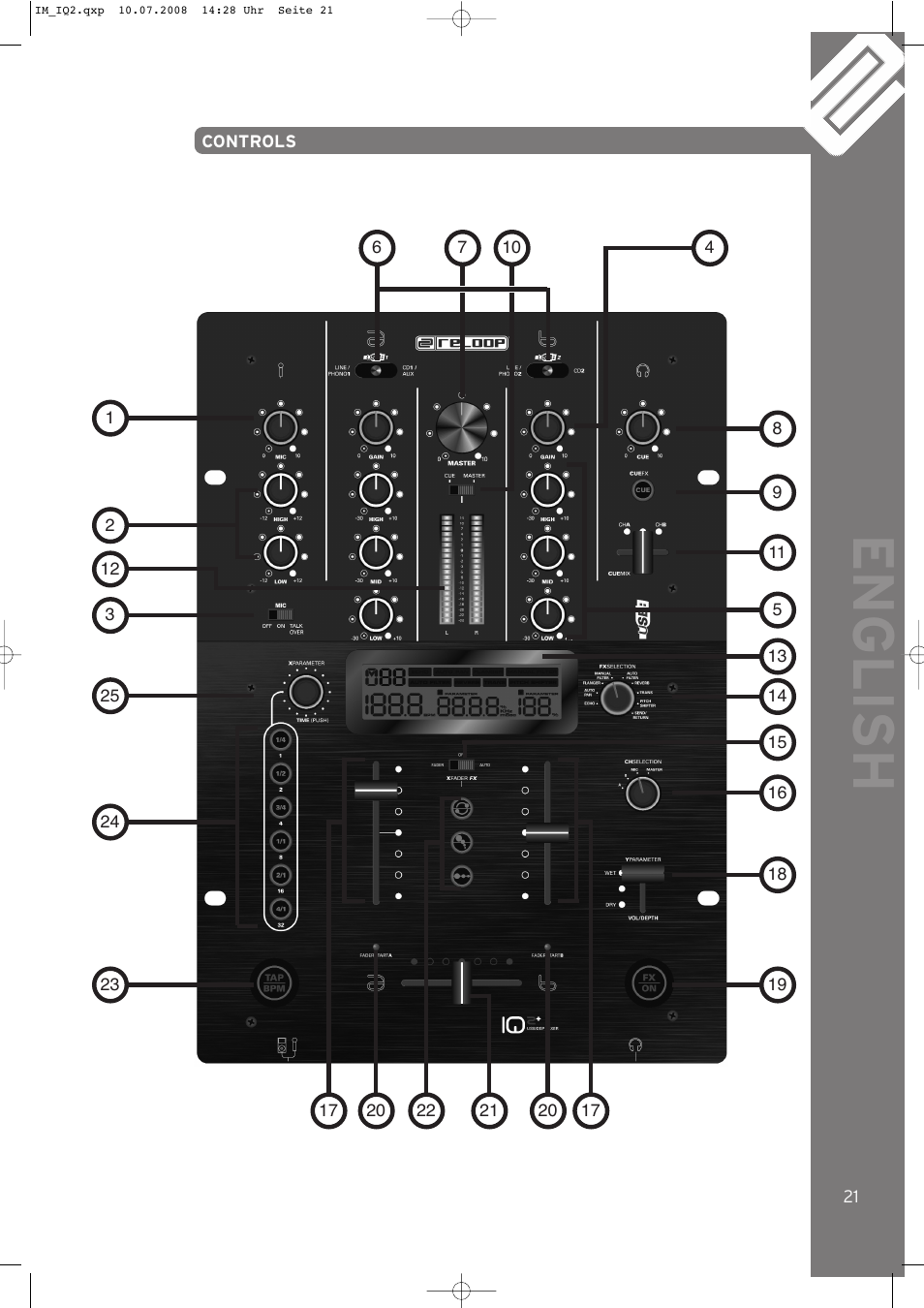 English | Reloop IQ.2+ USB User Manual | Page 21 / 52