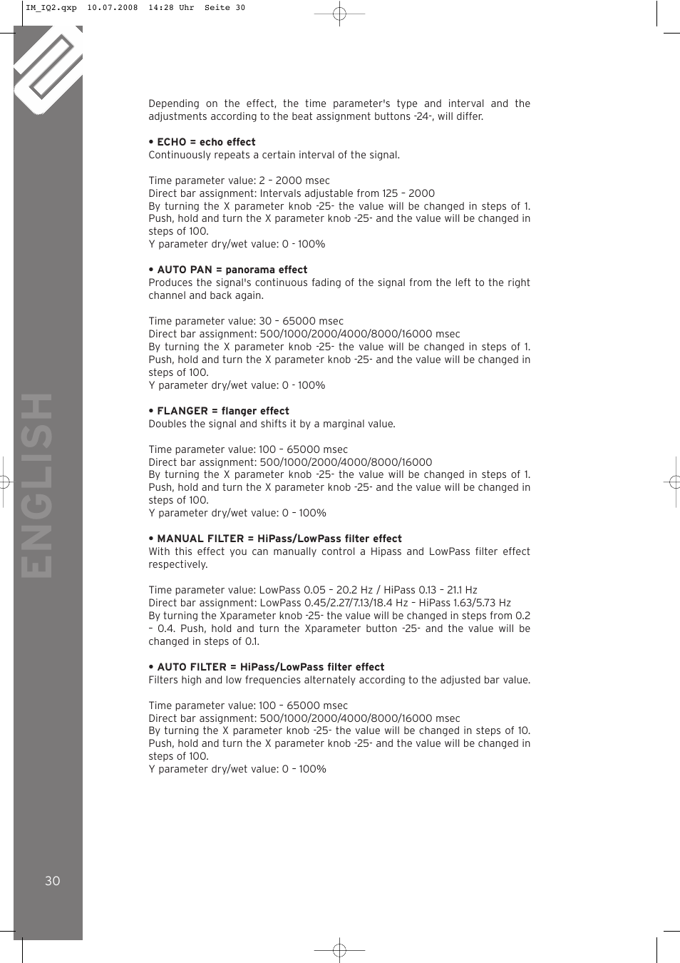 English | Reloop IQ.2+ USB User Manual | Page 30 / 52