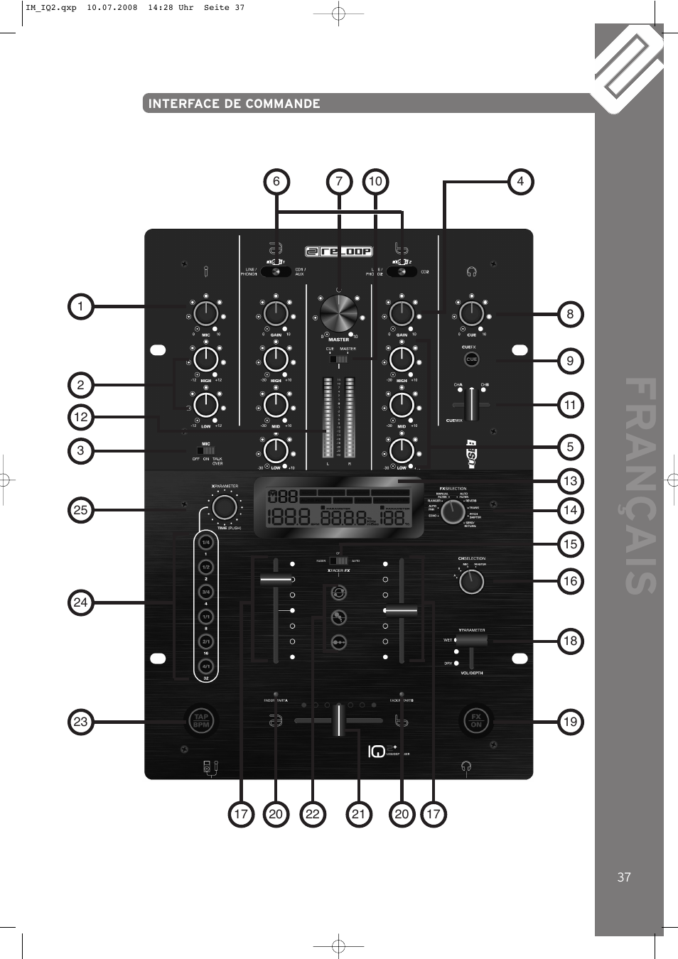 Fr ançais | Reloop IQ.2+ USB User Manual | Page 37 / 52