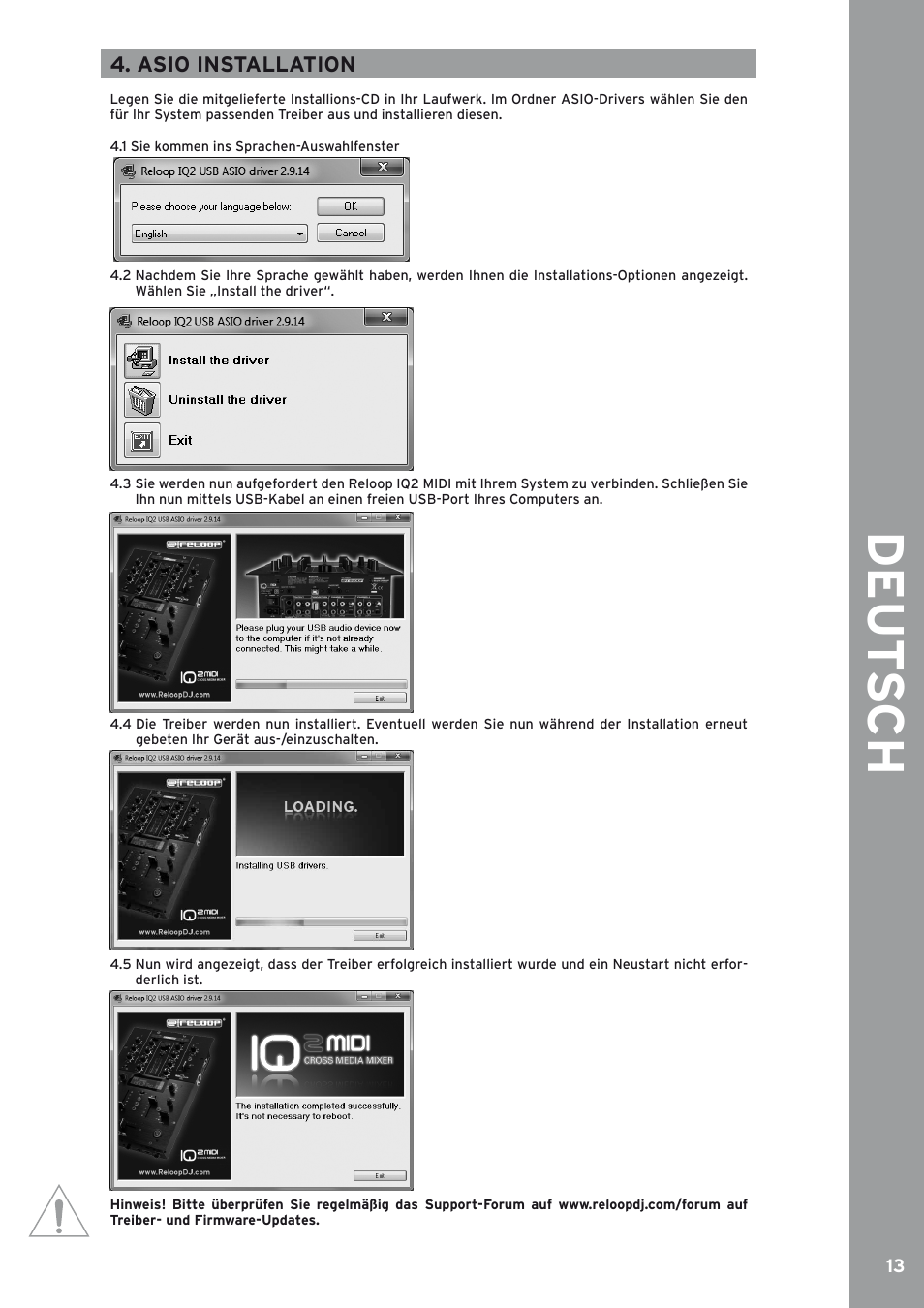 Asio installation | Reloop IQ2 MIDI User Manual | Page 13 / 69