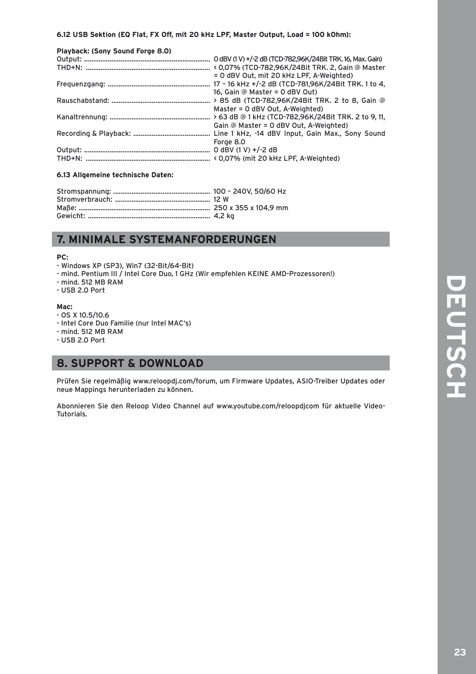 Minimale systemanforderungen, Support & download | Reloop IQ2 MIDI User Manual | Page 23 / 69