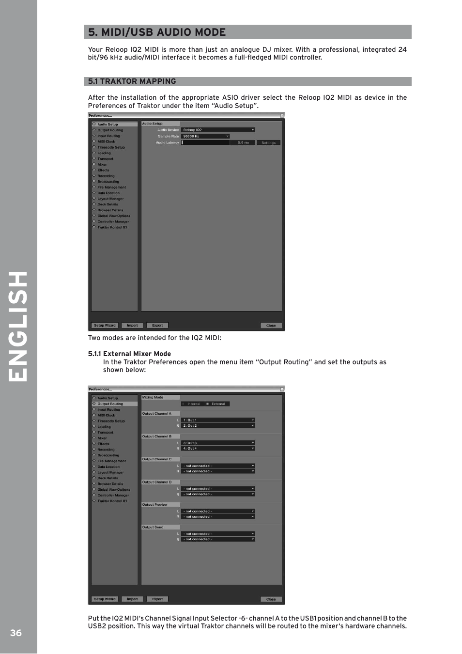 Midi/usb audio mode, 1 traktor mapping, English | Reloop IQ2 MIDI User Manual | Page 37 / 69