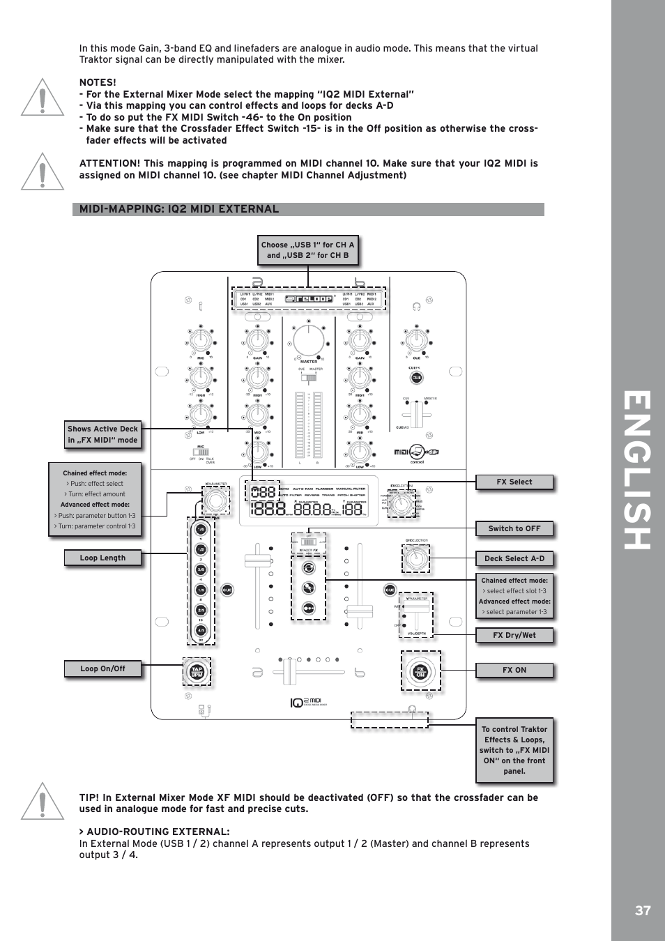 English, Midi-mapping: iq2 midi external | Reloop IQ2 MIDI User Manual | Page 38 / 69