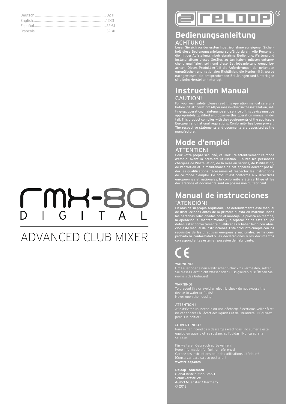Reloop RMX-80 DIGITAL User Manual | 44 pages