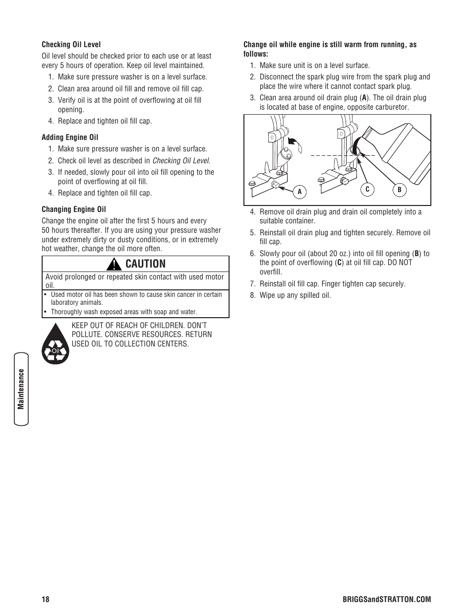 Caution | Briggs & Stratton 020324-0 User Manual | Page 20 / 56