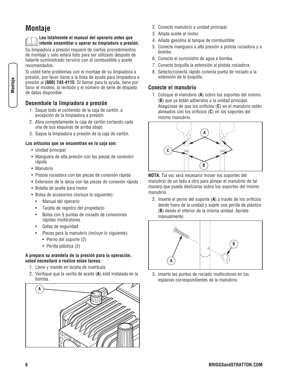 Montaje | Briggs & Stratton 020324-0 User Manual | Page 36 / 56