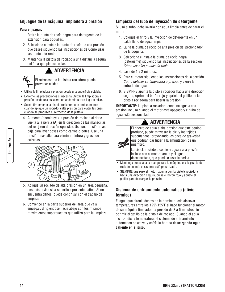 Advertencia | Briggs & Stratton 020324-0 User Manual | Page 44 / 56