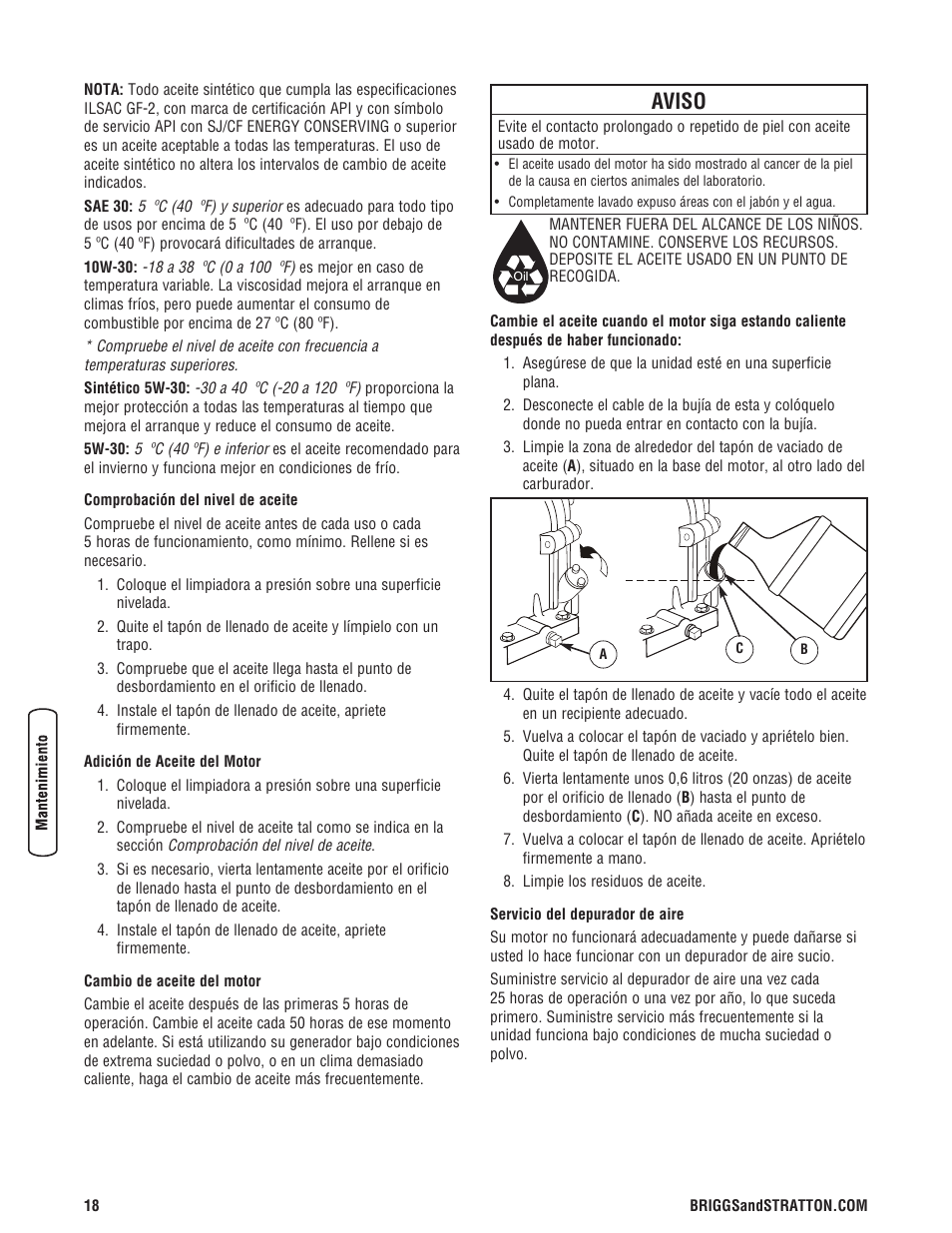 Aviso | Briggs & Stratton 020324-0 User Manual | Page 48 / 56