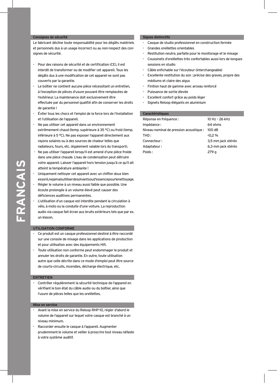 Reloop SHP-1 User Manual | 4 pages