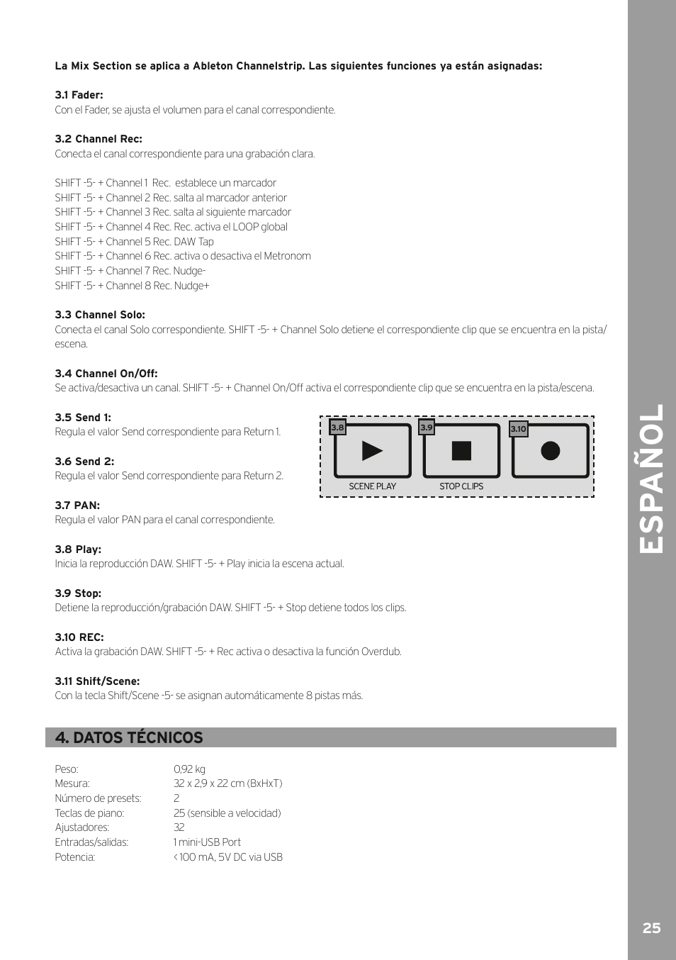 Esp a ño l | Reloop KEYFADR - Instruction Manual User Manual | Page 25 / 28