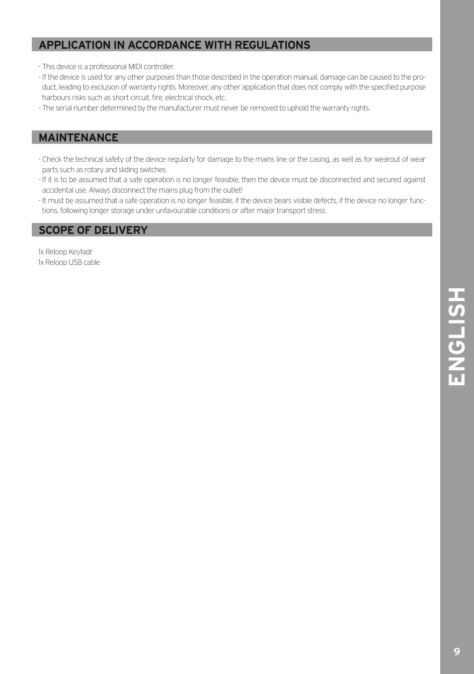 English | Reloop KEYFADR - Instruction Manual User Manual | Page 9 / 28