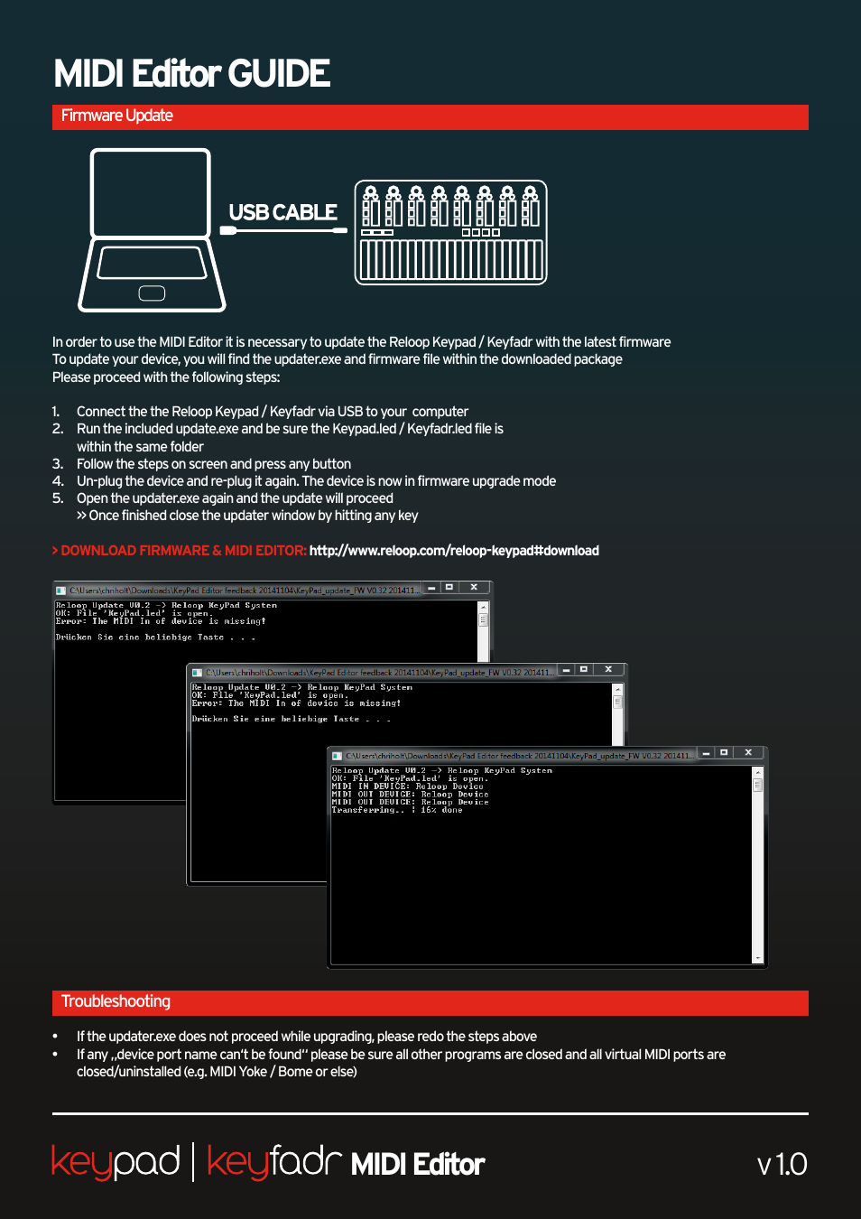 Midi editor guide, V 1.0 midi editor | Reloop KEYPAD - MIDI Editor Guide User Manual | Page 2 / 3