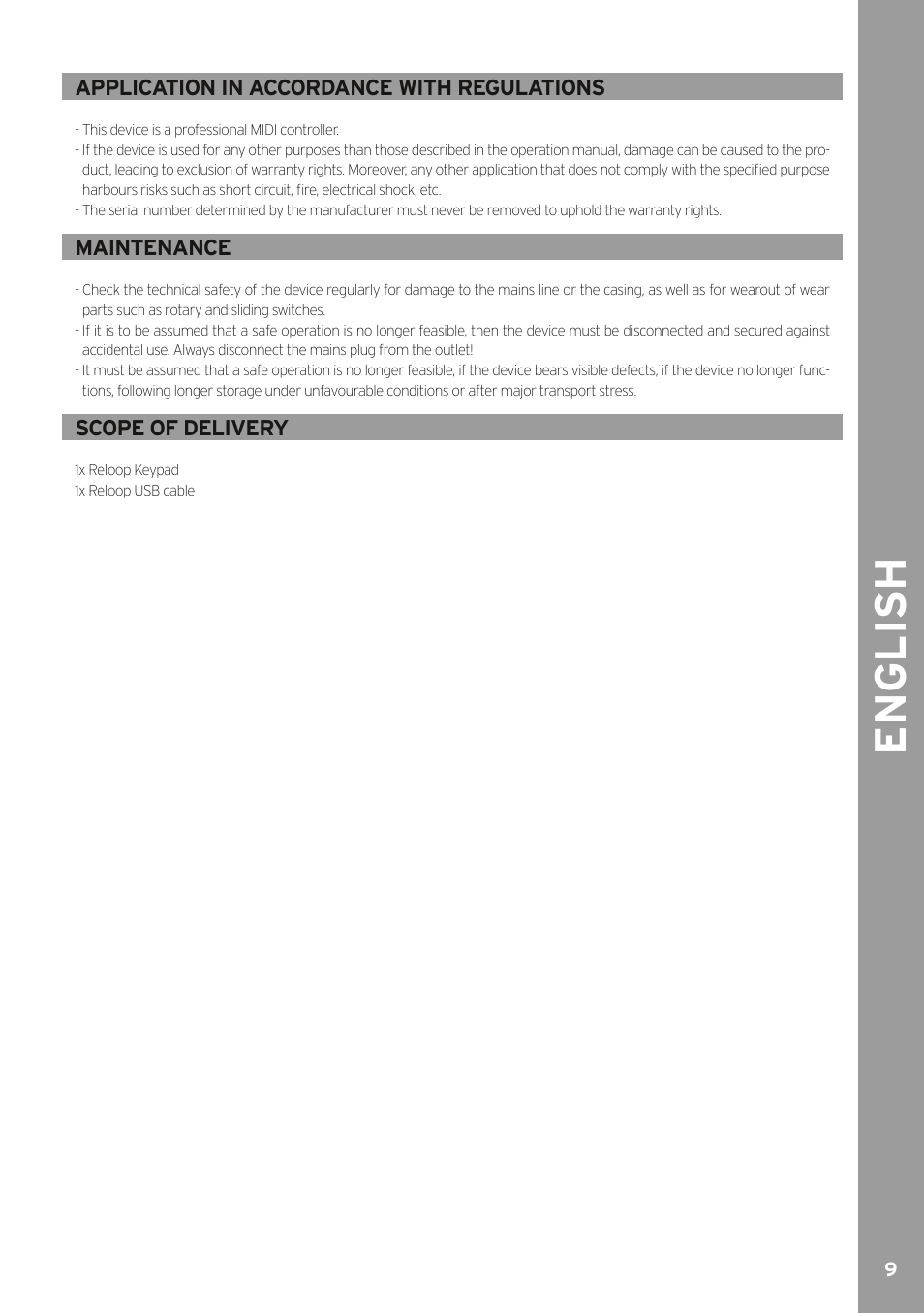 English | Reloop KEYPAD - Instruction Manual User Manual | Page 9 / 28