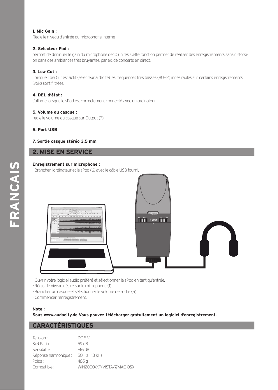 Fr anc ais | Reloop SPOD User Manual | Page 12 / 16