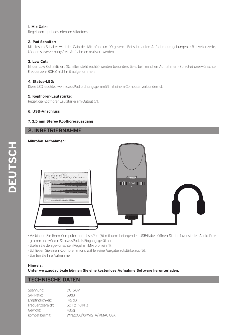 De ut s ch | Reloop SPOD User Manual | Page 4 / 16