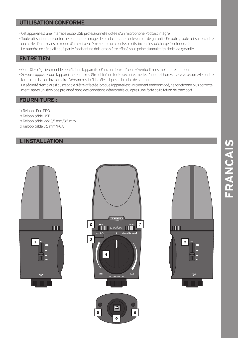 Fr anc ais | Reloop SPOD PRO User Manual | Page 11 / 16