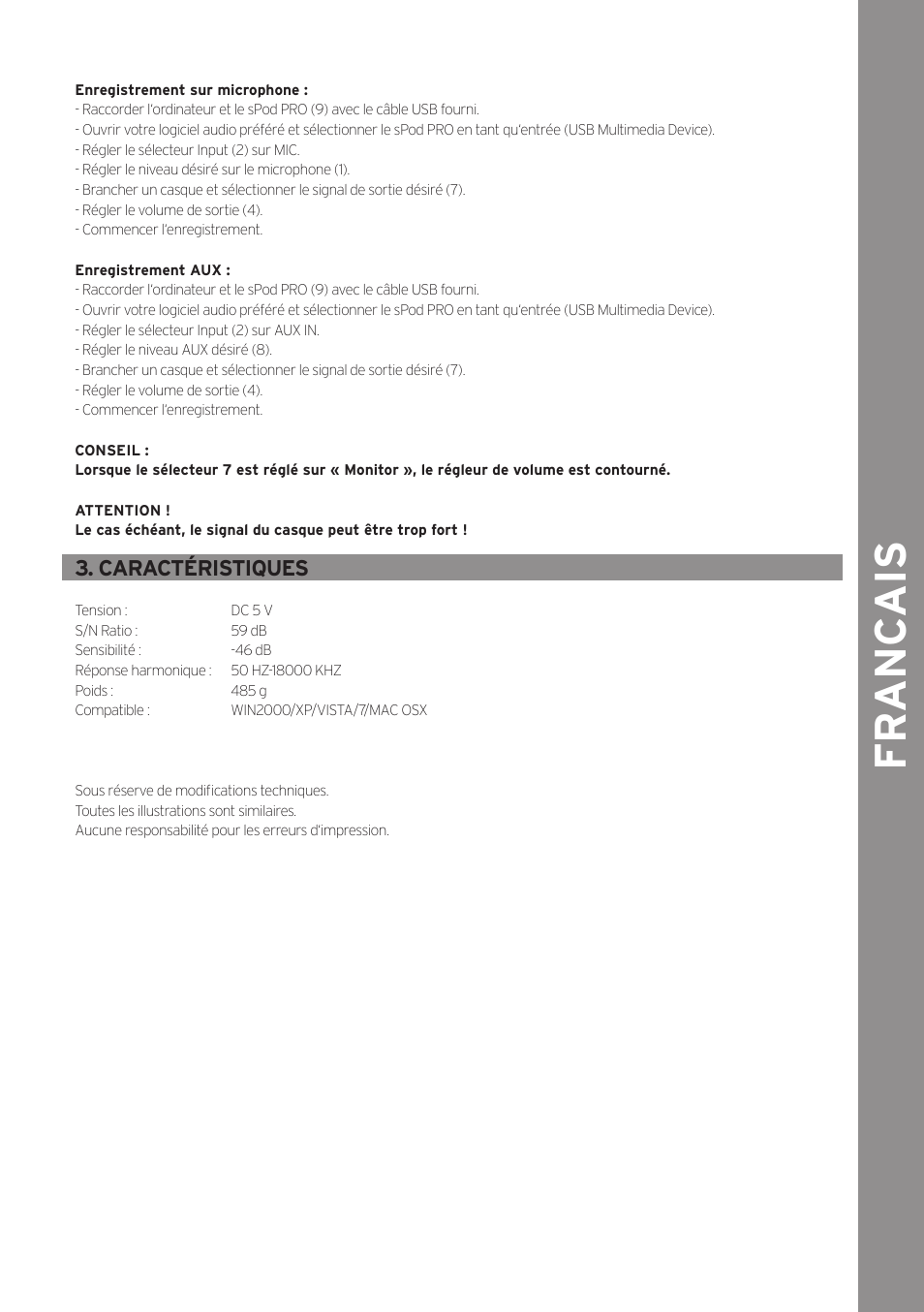 Fr anc ais | Reloop SPOD PRO User Manual | Page 13 / 16
