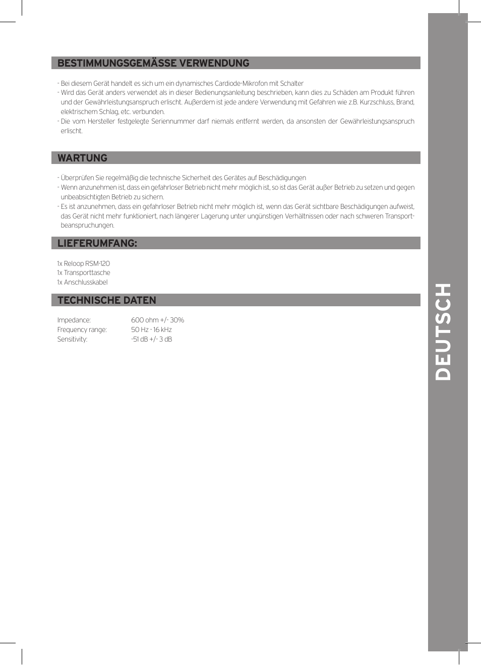 De ut s ch | Reloop RSM-120 User Manual | Page 3 / 8