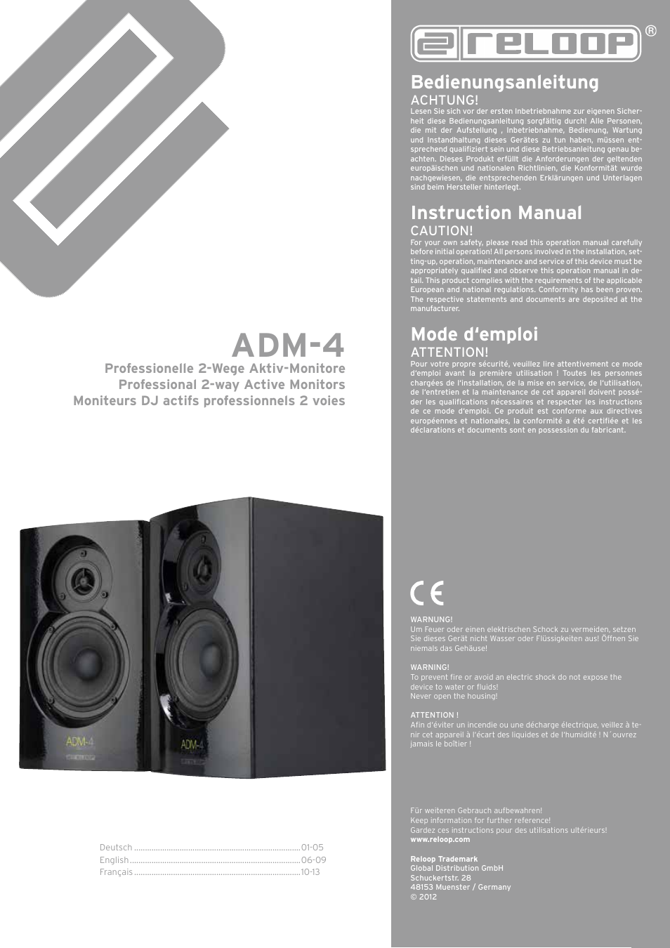 Reloop ADM-4 User Manual | 16 pages