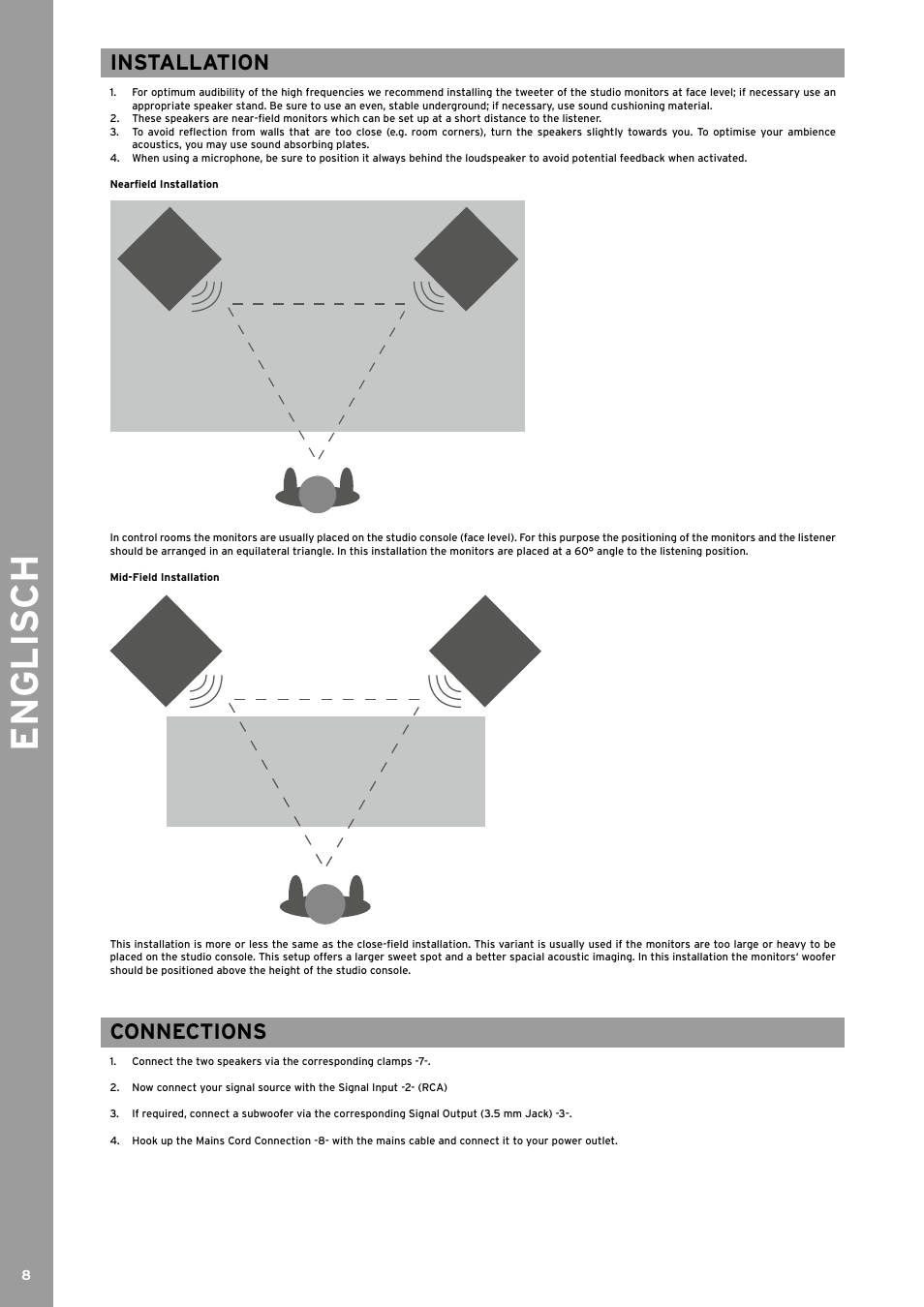 Englis ch, Installation, Connections | Reloop ADM-5 User Manual | Page 8 / 16