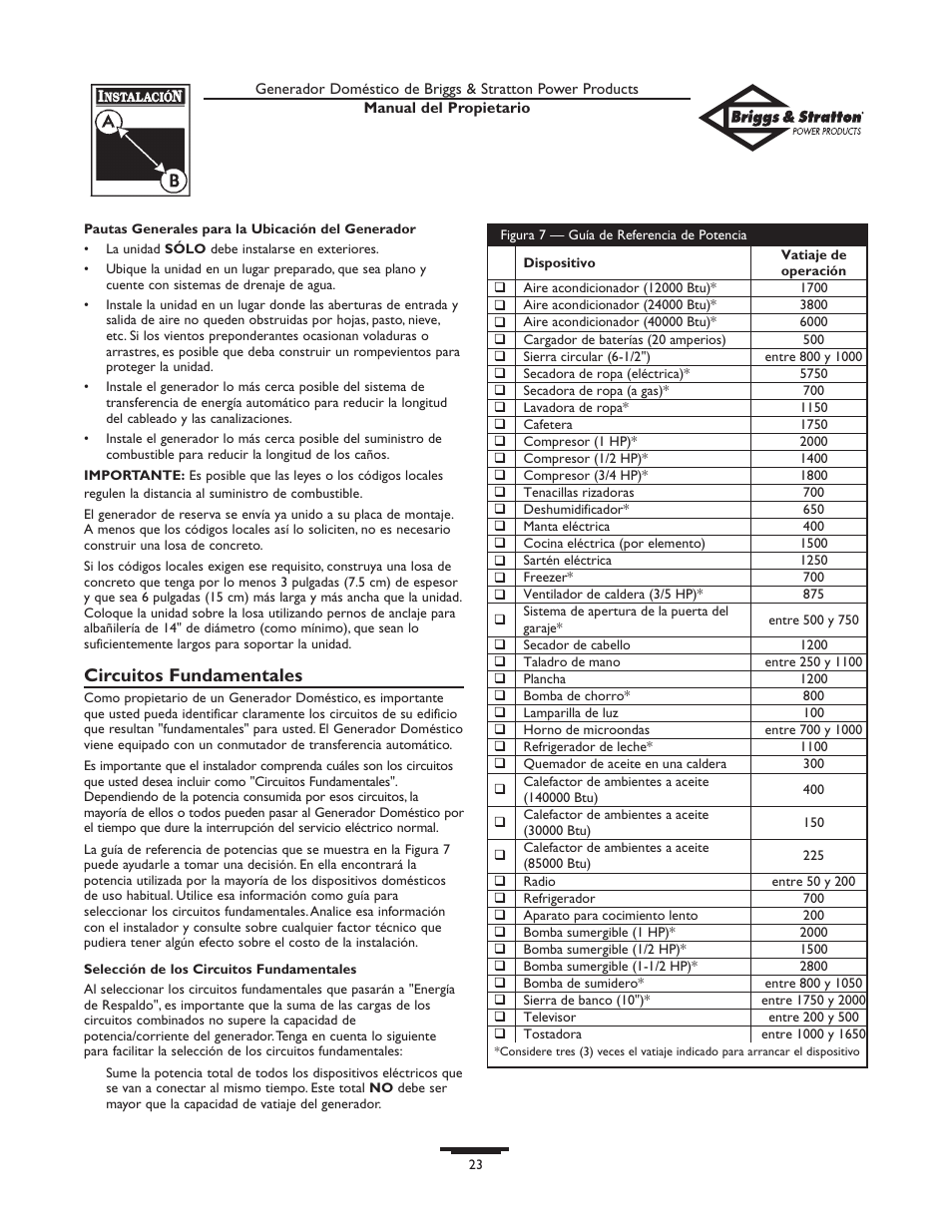 Circuitos fundamentales | Briggs & Stratton 01815-0  EU User Manual | Page 23 / 52