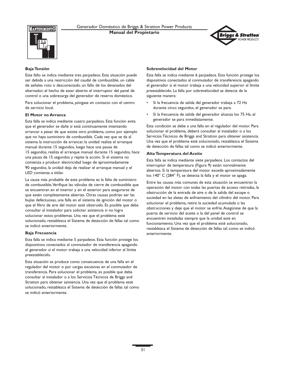 Briggs & Stratton 01815-0  EU User Manual | Page 31 / 52