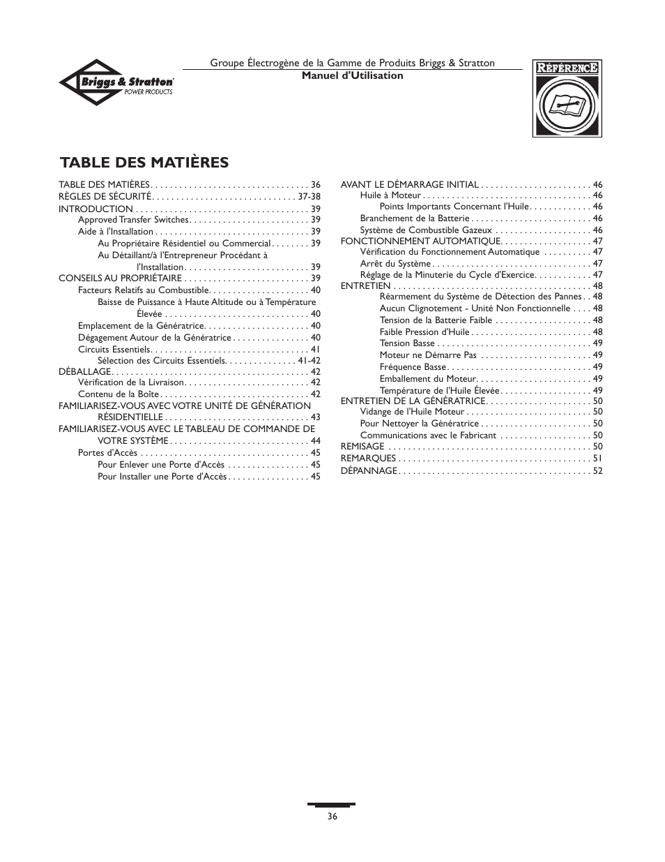 Briggs & Stratton 01815-0  EU User Manual | Page 36 / 52