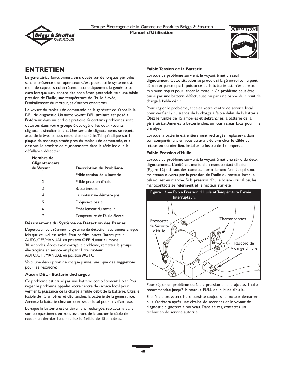 Entretien | Briggs & Stratton 01815-0  EU User Manual | Page 48 / 52