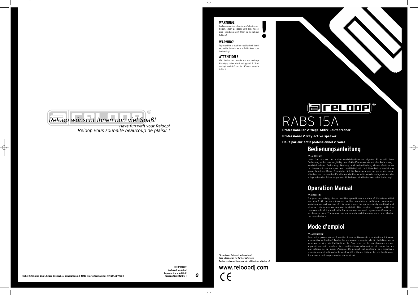 Reloop RABS-15 A User Manual | 8 pages