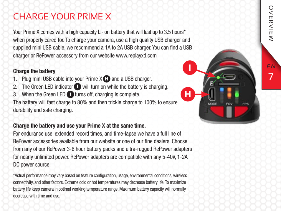 Charge your prime x | Replay XD Prime X User Manual | Page 7 / 28