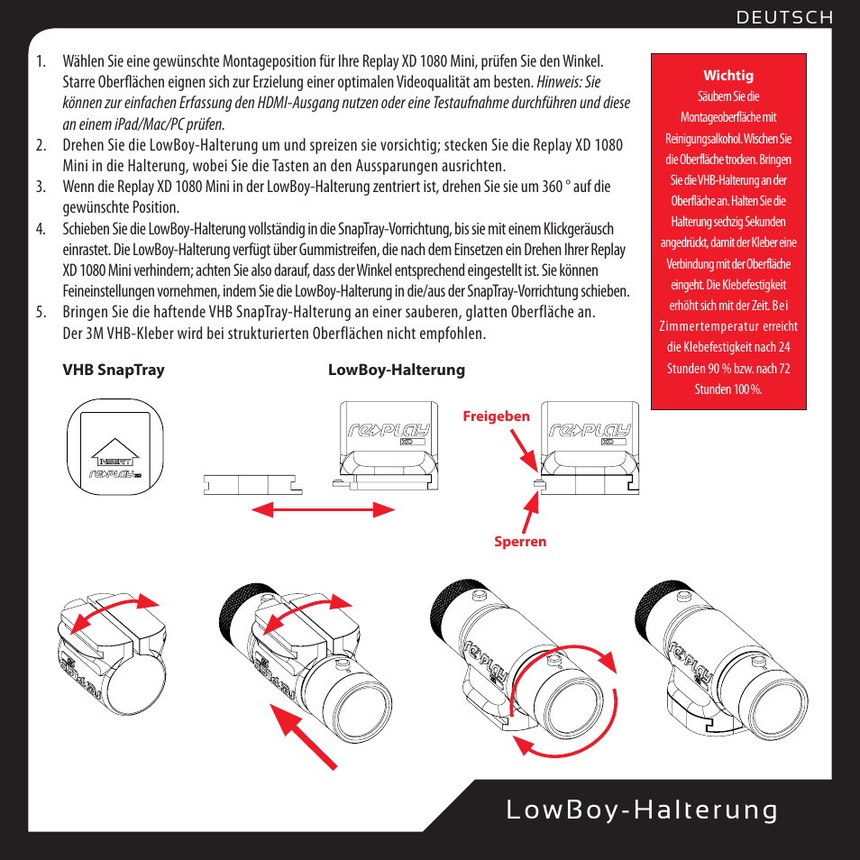 Low boy- halter ung | Replay XD 1080Mini User Manual | Page 32 / 94