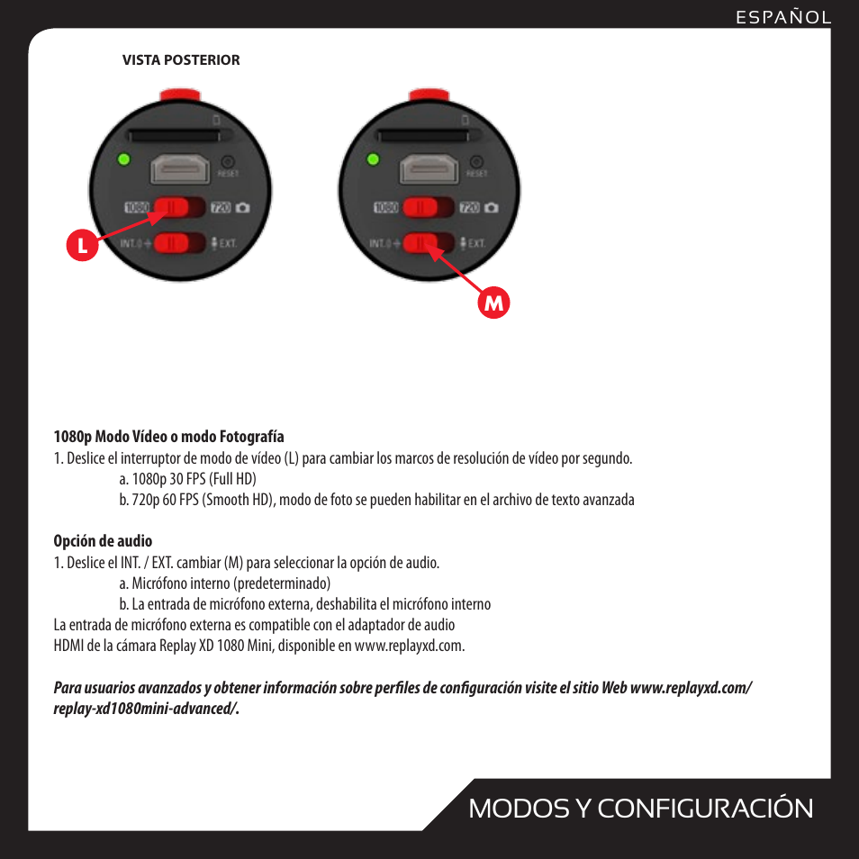 Modos y configuración | Replay XD 1080Mini User Manual | Page 43 / 94