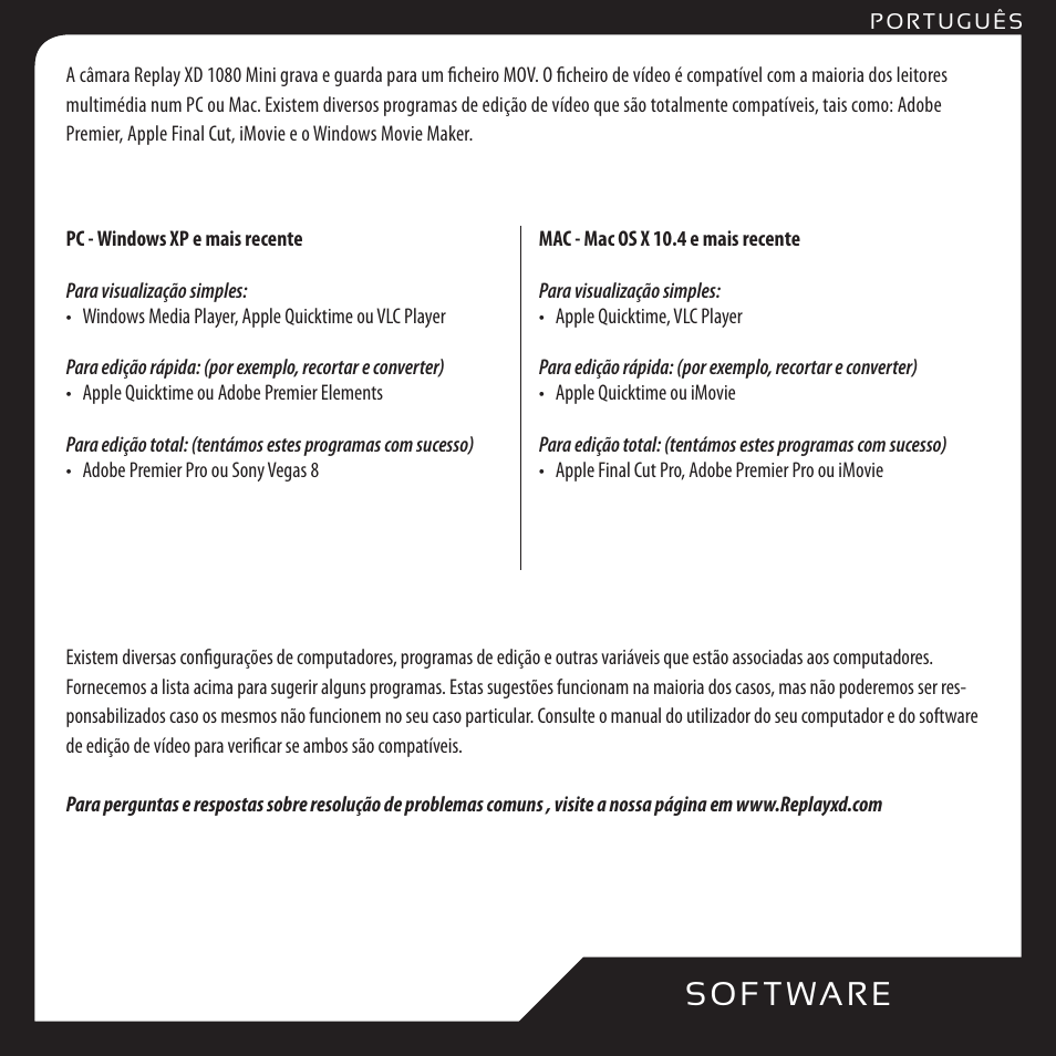 So f t wa r e | Replay XD 1080Mini User Manual | Page 63 / 94